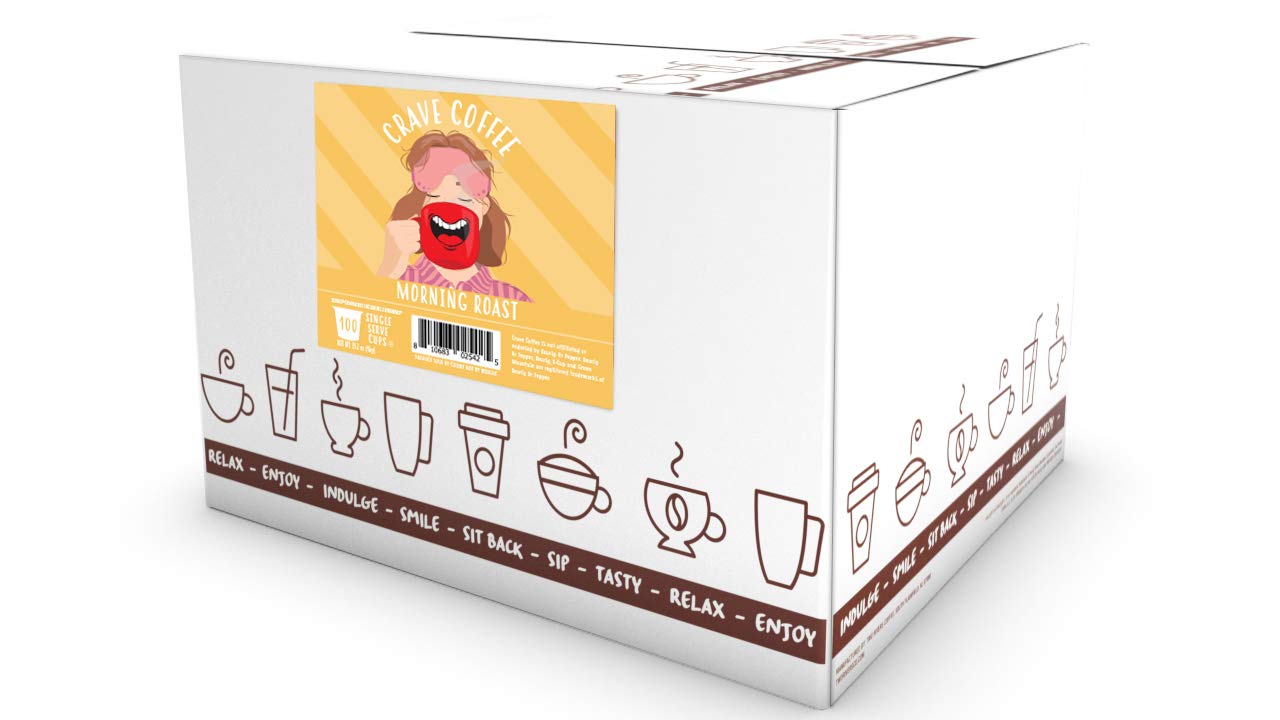 Crave Beverages Morning Light Roast Coffee Pods for Keurig K Cup Brewers, 100 Count