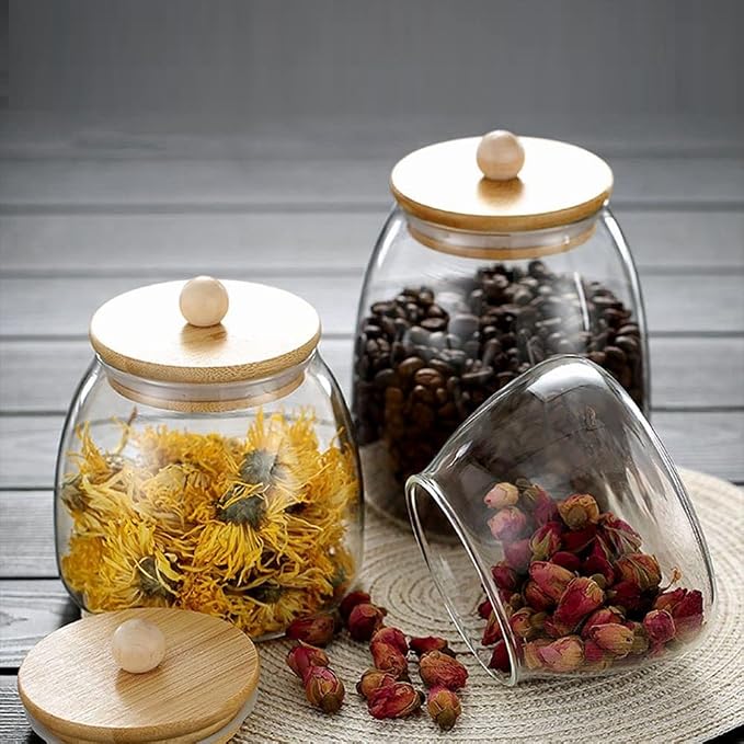 Glass Jar with Airtight Bamboo Lid Coffee Bean Jar Container Storage - Image 5