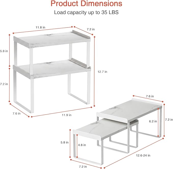 Goozii Counter Shelf Organizer Set of 4, Pantry Shelf Risers - Image 6