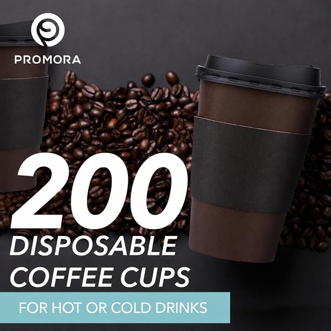 Promora 8 oz Disposable Brown Coffee Cups - Image 3