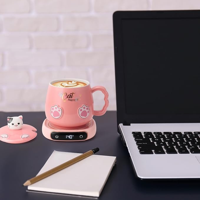 Bgbg Coffee Mug Warmer & Cute Cat Mug Set, Electric Beverage Cup Warmer - Image 5