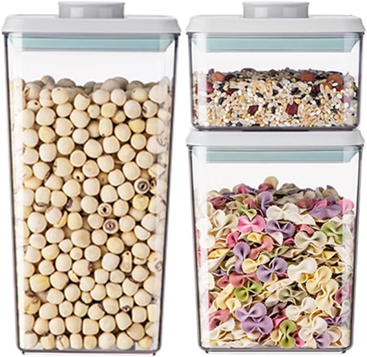 Food Storage Containers with Lids Airtight- 3Pcs BPA-Free Kitchen and Pantry Organization Pop Containers, Leakproof Stackable Kitchen Storage Containers for Cereal, Flour, Sugar (0.5, 1.2, 1.8 QT)