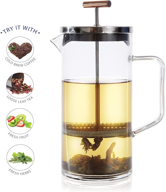 Teabloom Tea Press with Copper Pull Handle and Stainless Steel Filter – Tea - Image 3