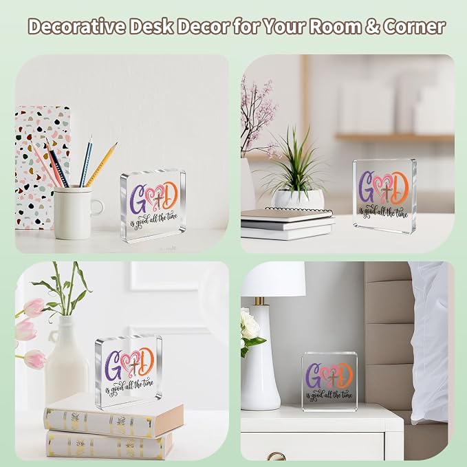 Christian Gifts for Women Desk Decor, Boho Inspirational Religious Acrylic Sign - Image 5