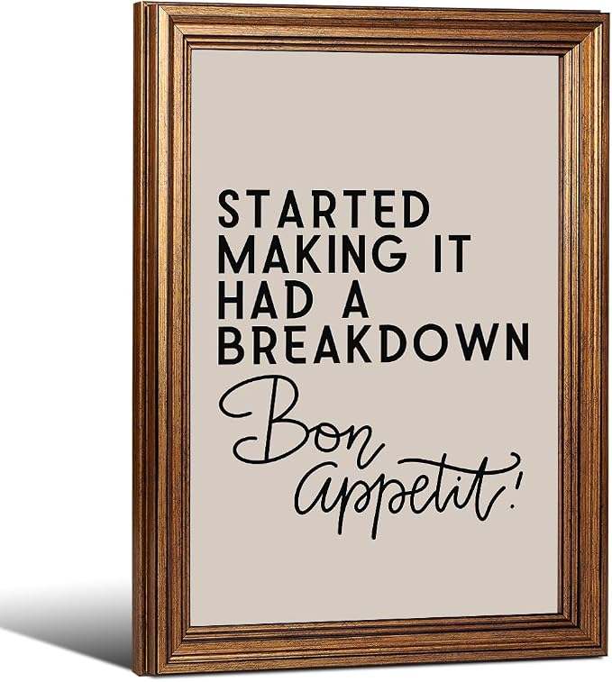 Gold Framed Funny Modern Kitchen Wall Art 20x30 inch Bon Appetit Quotes Canvas by Unknown