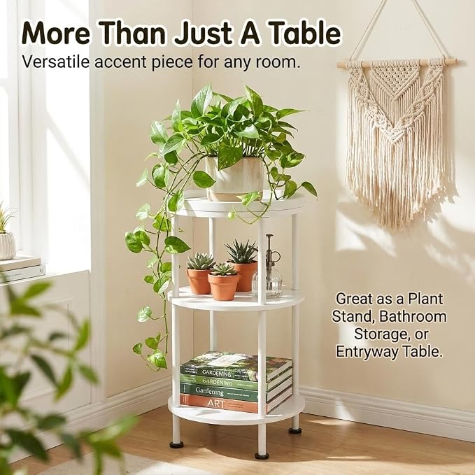 Small Round Side Table with Tray Top, 11.8" Narrow End Table - Image 7
