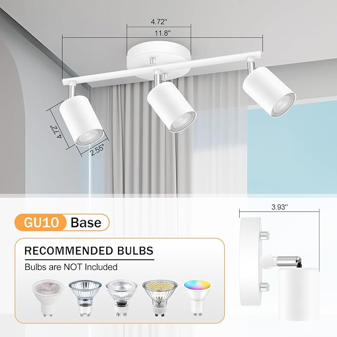 BoostArea LED 3 Light Track Lighting Kit, Flexibly Rotatable Light Head - Image 2