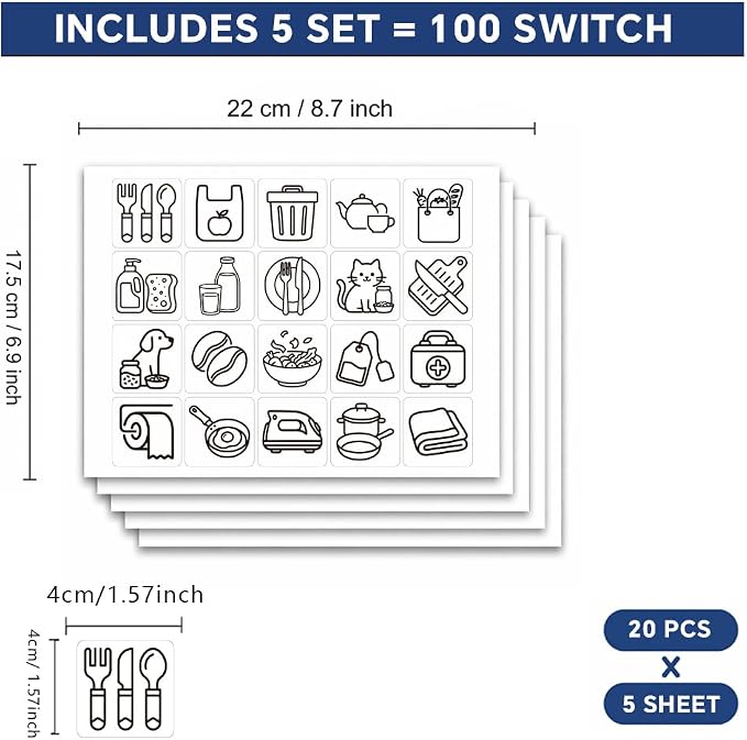 100 Pcs Kitchen Cabinet Labels, 20 Designs Transparent Storage ID Stickers - Image 2