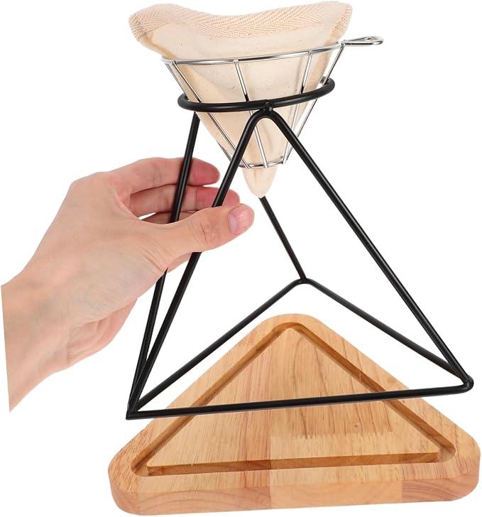 1Set Coffee Drip Rack Set with Stainless Steel Funnel Reusable Filter Cloth - Image 4