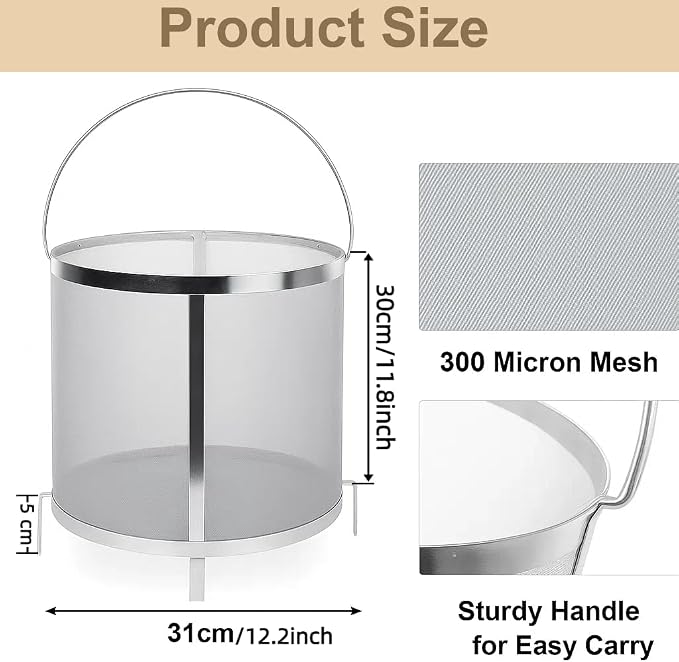 Gekufa Hop Filter 300 Micron 304 Stainless Steel – 11.8" x 12.2" Dry Hop - Image 5