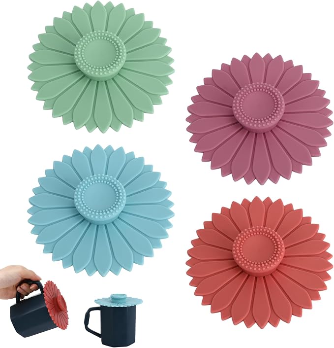 4 Pcs Sunflower Silicone Stretch Lids Multicolored by Unknown