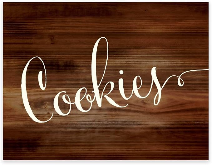 Andaz Press Wedding Party Signs, Rustic Wood Print, 8.5x11-inch, Cookies by AndazPress