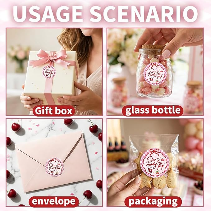 60 Pcs She's Ready to Pop Baby Shower Stickers - Image 7
