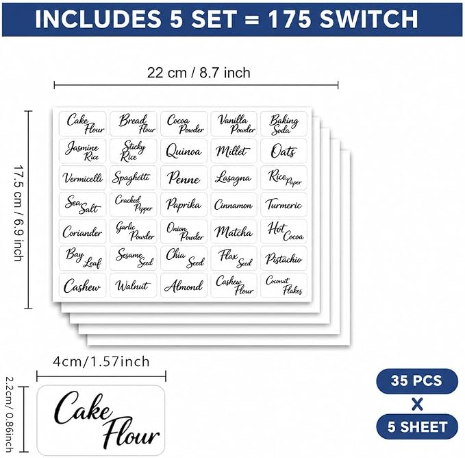 175 Pcs Food Pantry Labels, 35 Designs Clear Script Storage ID Stickers Kitchen - Image 2