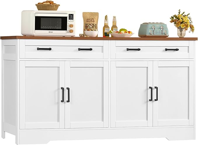 usikey 63" Buffet Cabinet with Storage, Large Sideboard Buffet Cabinet with 2 by USIKEY