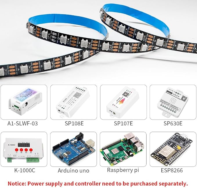 WS2812B IC RGB 5050SMD ECO Individual Addressable LED Strip Light, 16.4FT - Image 3