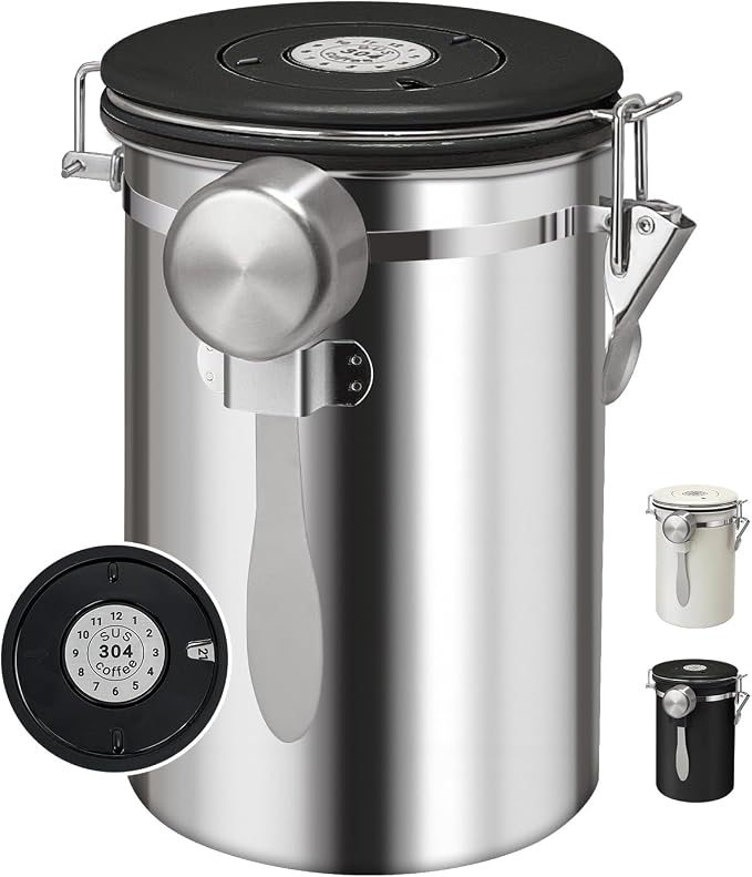 1.8L Airtight Vacuum Coffee Canister, Stainless Steel Storage Container by DTXIAQIAO