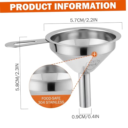 Small Funnel with Filter, 304 Stainless Steel Mini Funnel - Image 6