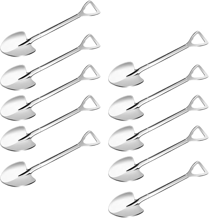 10 Pack silver Shovel Shape Demitasse Espresso Spoons, which can be used by Unknown