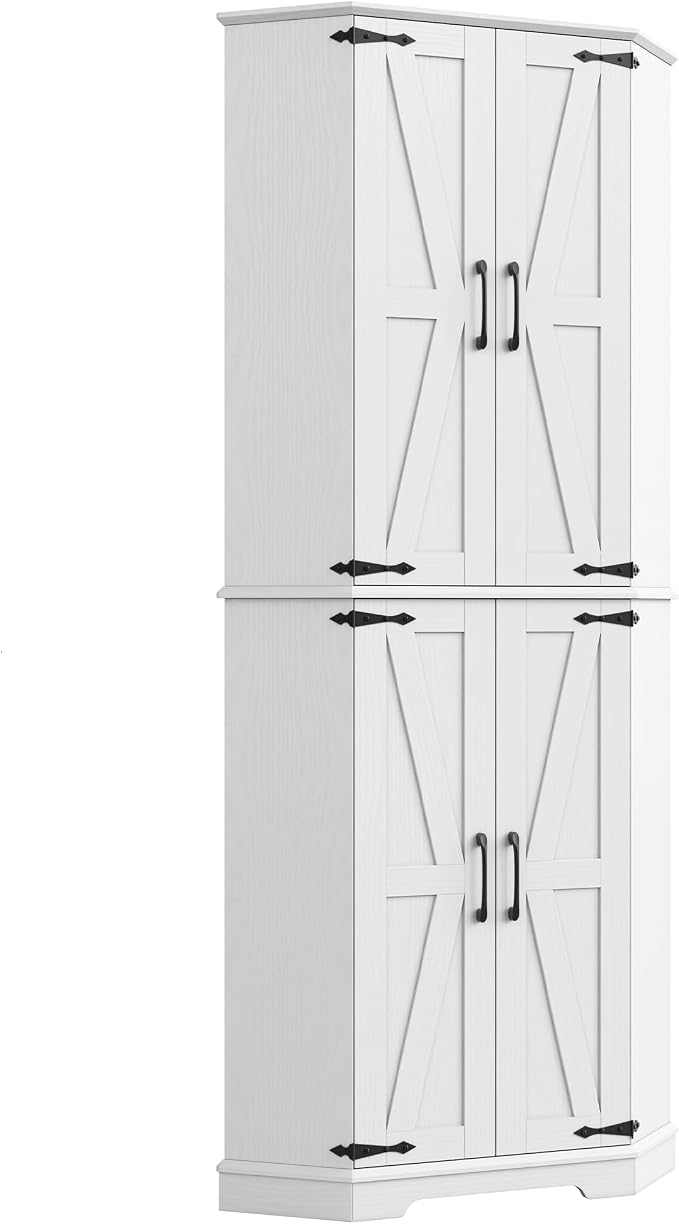 IRONCK Corner Cabinet, 6-Tier Freestanding Farmhouse Pantry - Image 9