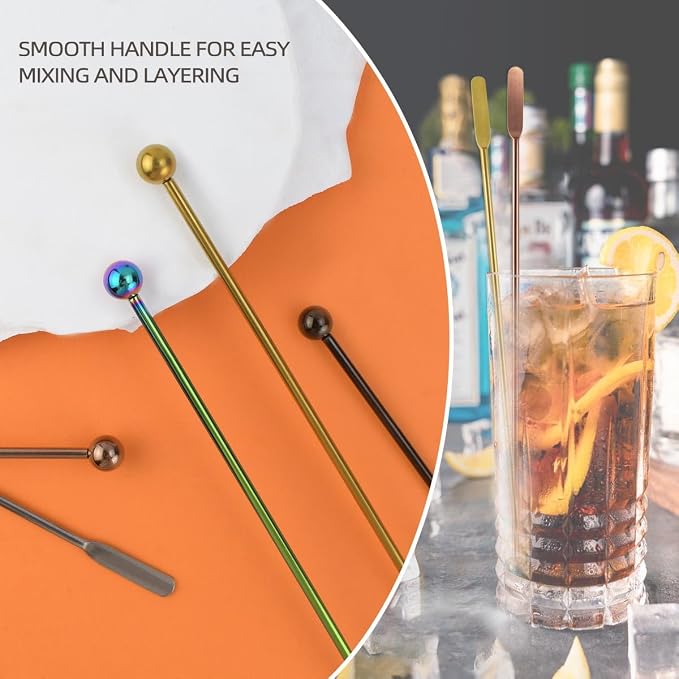 Coffee Stick Stainless Steel Swizzle Stick Reusable Metal Stir Sticks Cocktail - Image 5