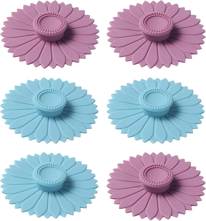 6 Pcs Universal Silicone Cup Covers, Leak-Proof Reusable Mug Lids by Unknown