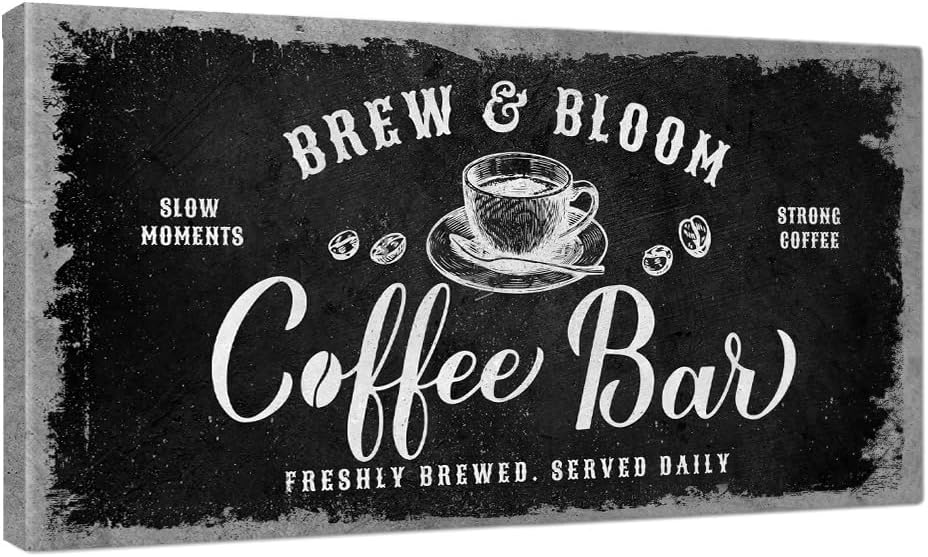 IPIC - Rustic Coffee Bar Sign Brew and Bloom, Canvas Print Wall Art by IPIC