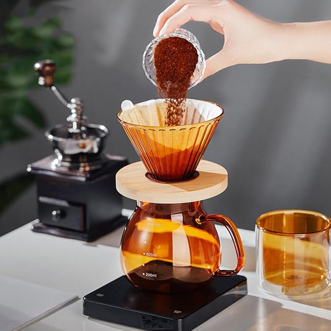 Uonlytech Pour-over Coffee Funnel and Delicate Glass Dripper Set - Image 8