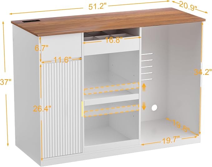 GDLF Snack Bar Cabinet with Fridge Space, Dining Room or Family Room - Image 2