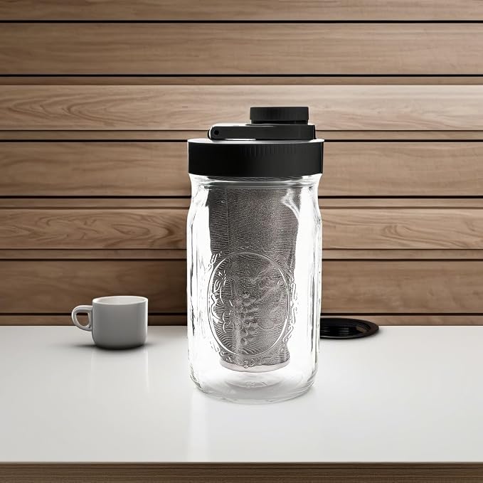 Brewing America Mason Jar Cold Brew Coffee Maker Infuser: Made in USA Wide - Image 5