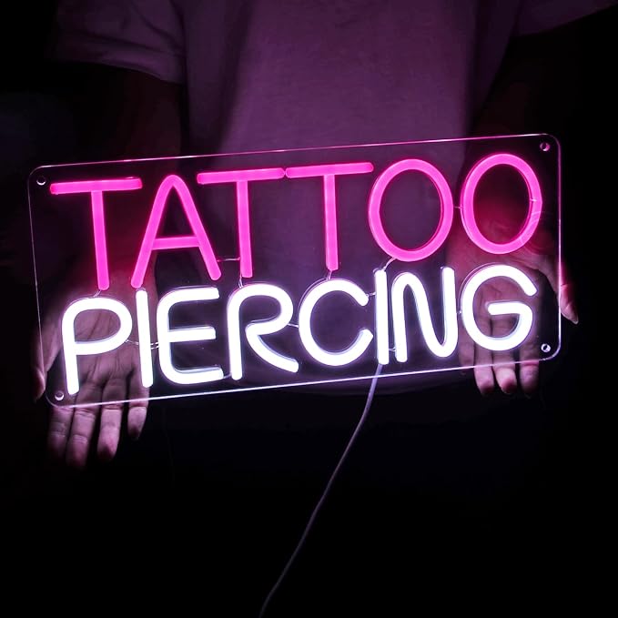 Britrio TATTOO Neon Sign Light Salon Studio Shop Plaque Pink LED Wall Art Decor - Image 6