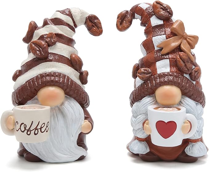 Hodao Gnome Decor Set of 2 Resin Coffee Lover Gifts by Hodao