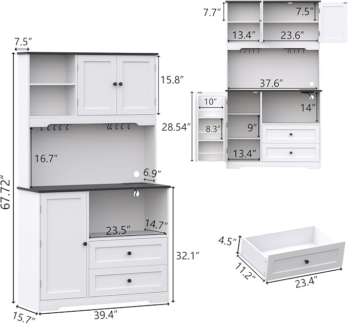 68"Tall Kitchen Pantry Storage Cabinet - Image 3