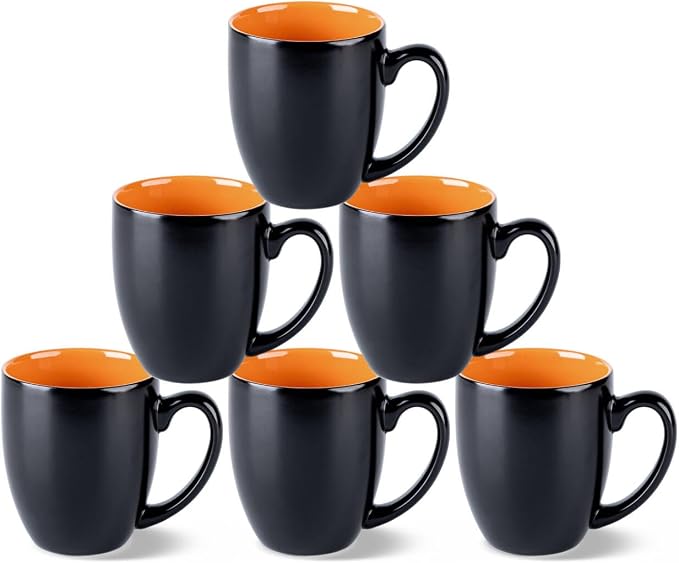 GBhome 16oz Coffee Mugs Set of 6, Large Ceramic Coffee Mugs by GBhome