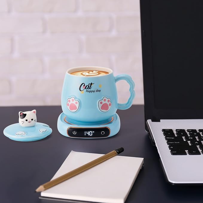 Bgbg Coffee Mug Warmer & Cute Cat Mug Set, Beverage Cup Warmer - Image 3