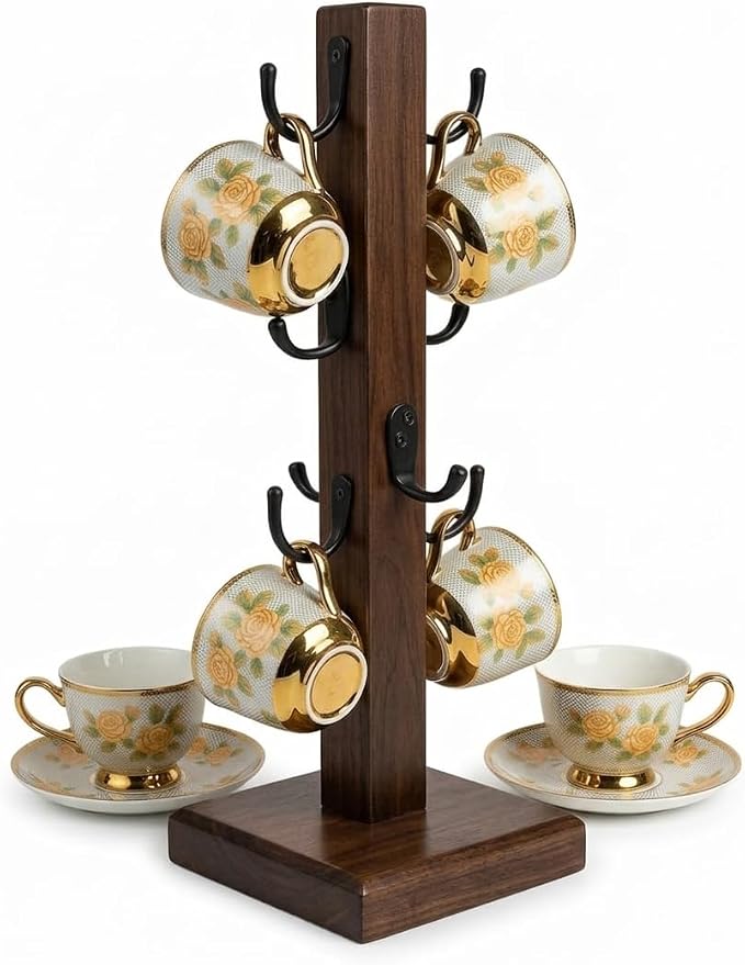Coffee Mug Tree Stand for Countertop, Wooden Mug Holder by Unknown