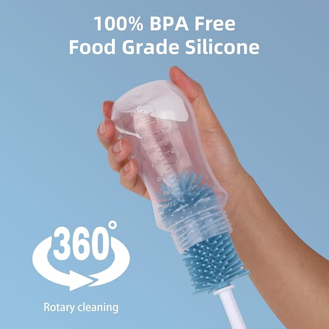 Silicone Bottle Cleaning Brush, Baby Travel Essential Bottle Brush Set - Image 3