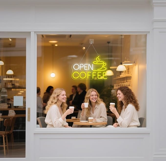 Open Coffee LED Neon Sign for Shops, Home Coffee Bar Essential, Espresso - Image 9