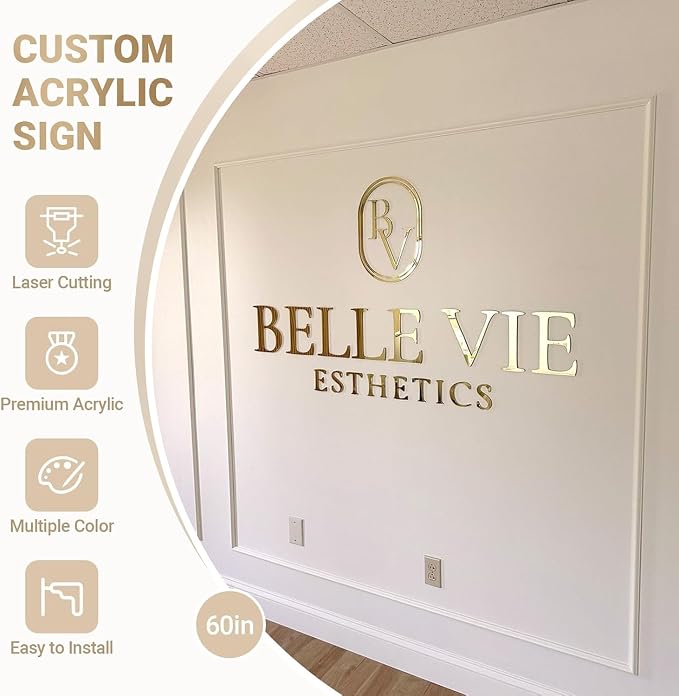 Custom Acrylic Business Logo Sign, Personalized 3D Laser Cut Wall Sign - Image 2