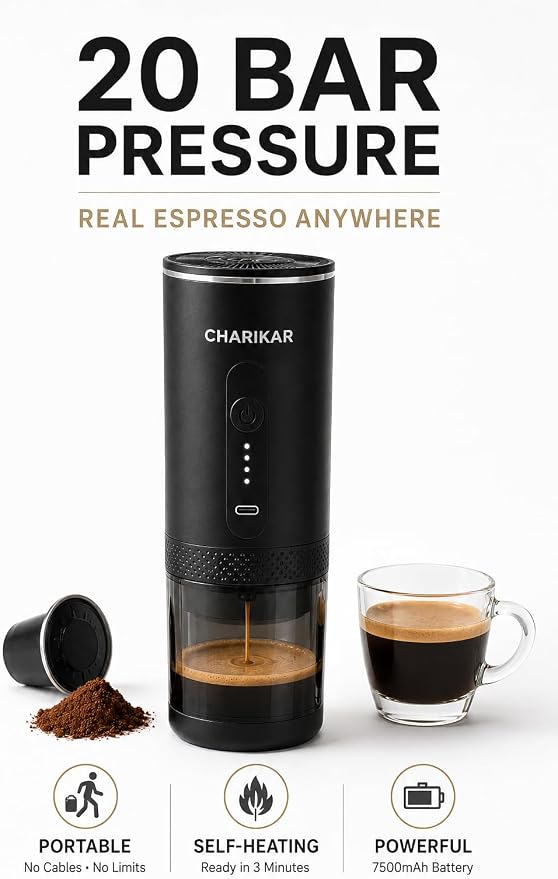 Portable Espresso Machine, Self-Heating Travel Coffee Maker, 20 Bar 7500mAh - Image 8