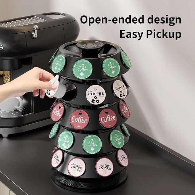 SAVORI 40 Capacity Rotating K-Cup Holder, 5-Tier Black Coffee Pod Carousel - Image 4