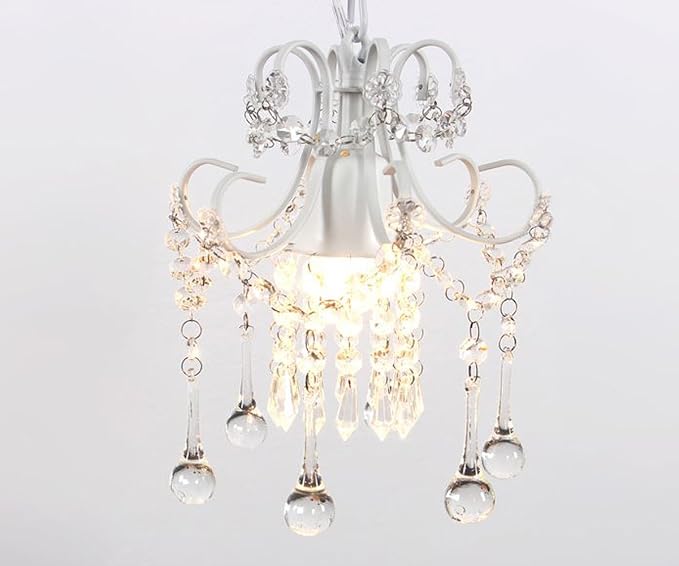 Mini Style Crystal Chandelier Pendant Light White by Surpars+House