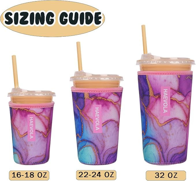 Reusable Insulated Neoprene Iced Coffee Cup Sleeve, Durable Drink Sleeve - Image 5