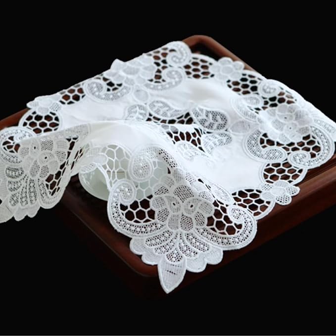 Small Square Lace Cover Cloth Macrame Lace Table Doilies Cutwork Embroidery - Image 7