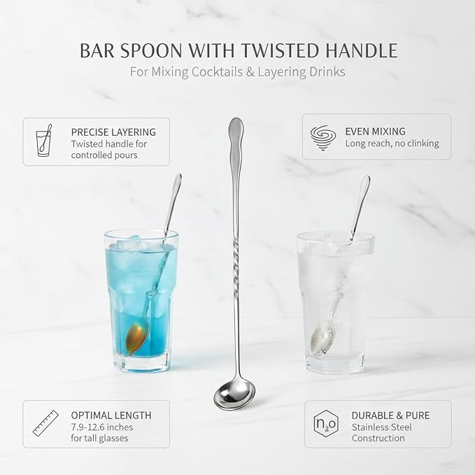 Stainless Steel Bar Spoon with Twisted Handle - Image 5