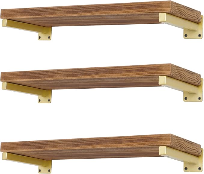 6 Pcs Gold Shelf Bracket 10 Inch Heavy Duty Brackets by EZYDECOR
