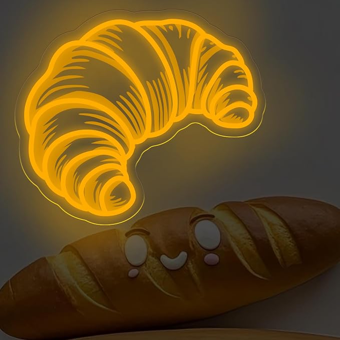 Croissants Neon Sign Bread Bakery Neon Lights Croissant Baking Light Up Sign by DMDMBSR