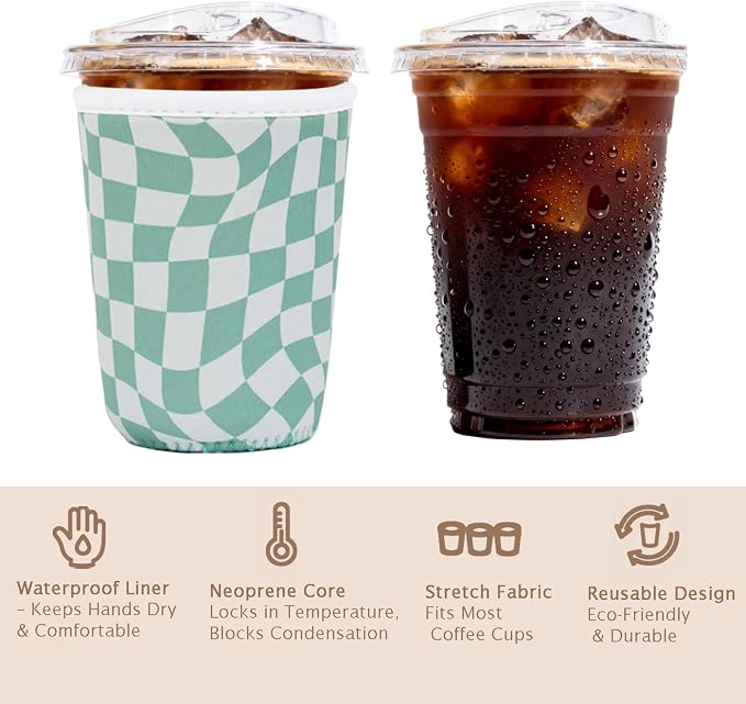 Reusable Insulated Sleeve for Iced Coffee Cup, Coffee Neoprene Sleeve for Cold - Image 6