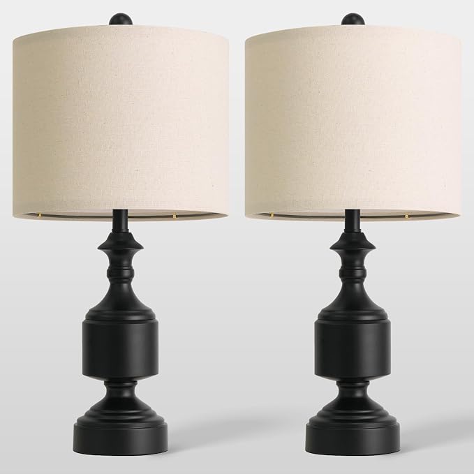 BOBOMOMO Black Lamps Set of 2-20.5" Farmhouse Metal Table Lamps - Image 5