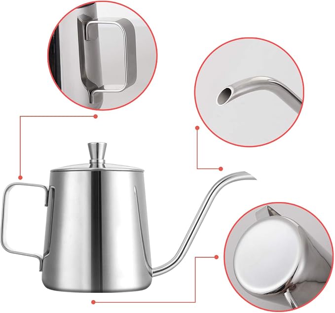 GWHOLE Small Pour Over Gooseneck Coffee Kettle 12oz/350ml Long Narrow Drip - Image 6
